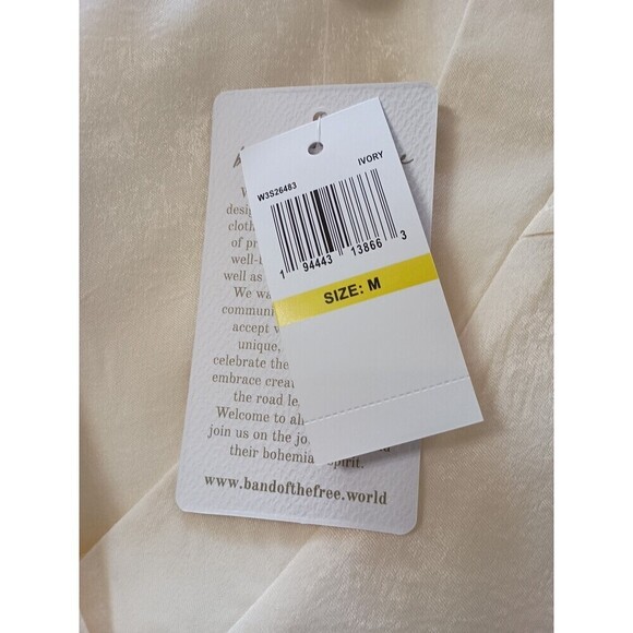 Band Of The Free Top Medium Silky Ivory Boho Neutral V-neck Poet - Picture 8 of 9